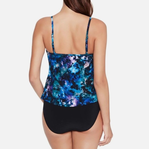 NWT Magicsuit Peace Out Rita Tiered Ruffle Swim Tankini Top Blue Sz 10 - Picture 4 of 9